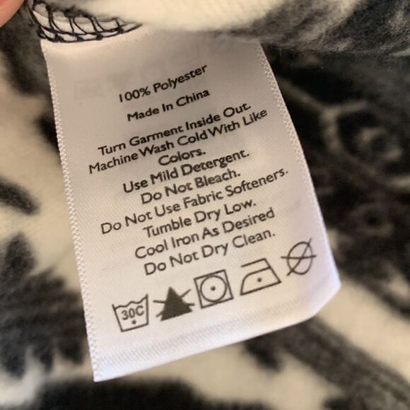 Eddie Bauer black & cream Aztec quarter zip pullover fleece size medium - Picture 7 of 7